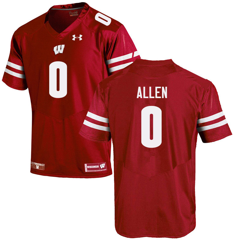 Wisconsin Badgers Men's #0 Braelon Allen NCAA Under Armour Authentic Red College Stitched Football Jersey RW40Z40MU